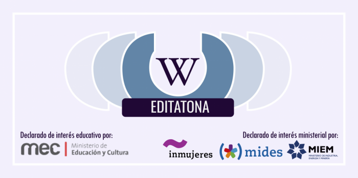 Logo de la Editatona con declaración de interés del MIEM, MEC y MIDES