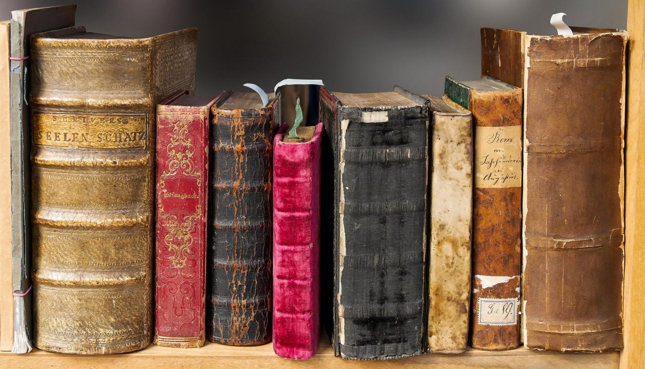 Últimas actualizaciones del TOCAF Libros con portada antigua sobre estante de biblioteca