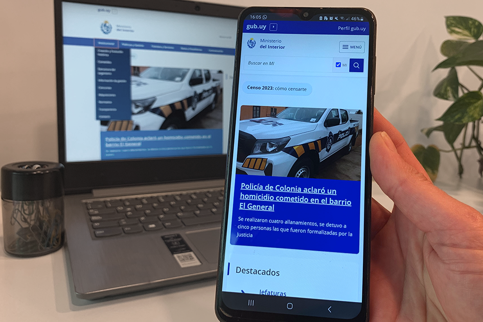 Persona navegando en el nuevo sitio web del Ministerio del Interior