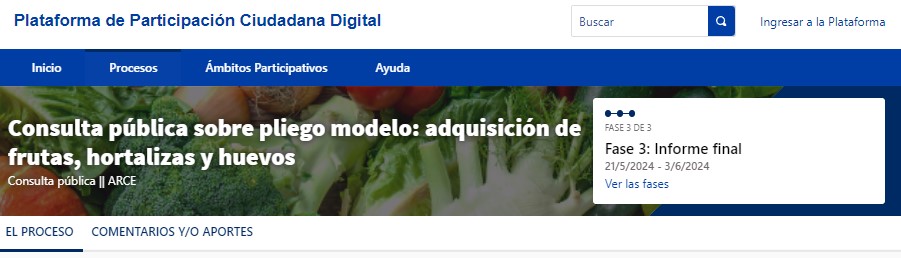 Imagen 1: procesos en la Plataforma de Participación Ciudadana Digital.