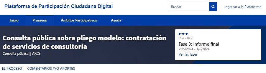 Imagen 1: procesos en la Plataforma de Participación Ciudadana Digital.