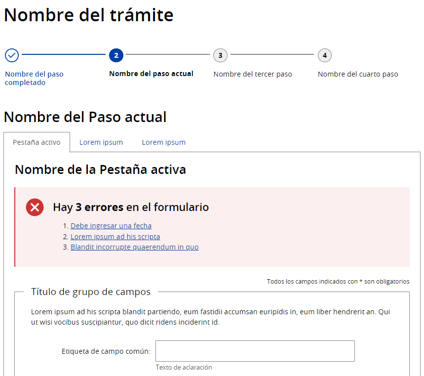 Mensaje de error cuando hay más de un error