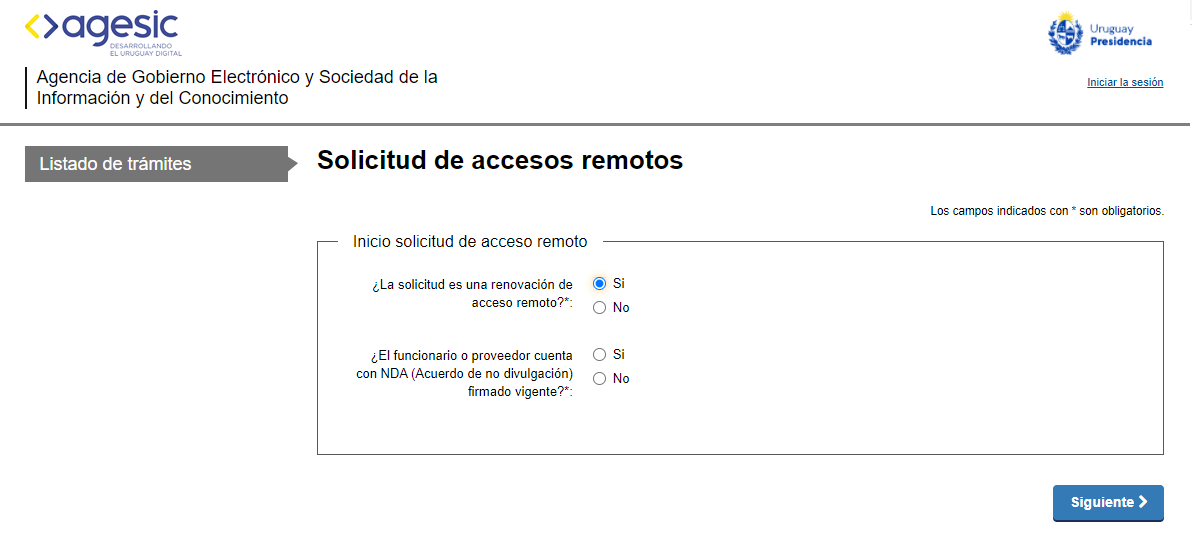 Imagen ilustrativa de la solicitud de renovación de acceso remoto