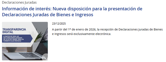 Imagen de declaraciones juradas electrónica.