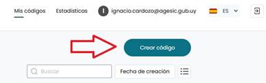Ejemplo de pantalla de la plataforma Navilens con el botón "crear código"