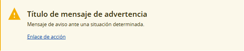 Ejemplo de cuadro de diálogo con mensaje de advertencia.