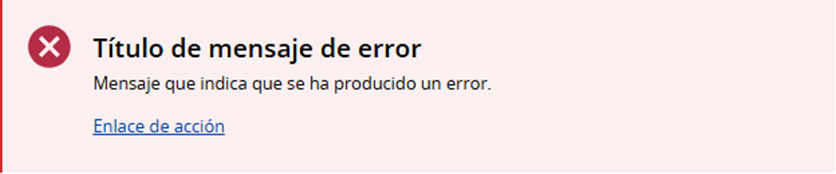 Ejemplo de cuadro de diálogo con mensaje de error.