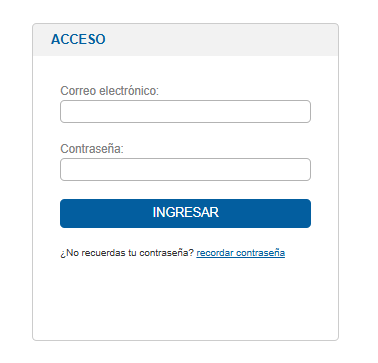 Pantalla de inicio de sesión en SIGES.