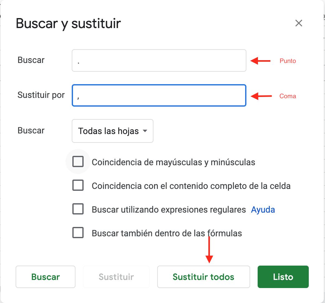 Campos buscar y sustituir por