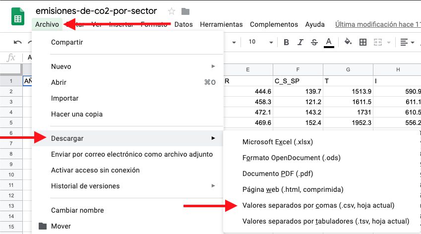 Exportar csv