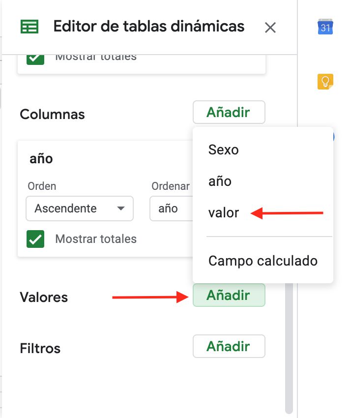 Editor de tablas dinamicas