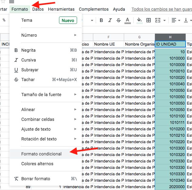 Botón formato condicional
