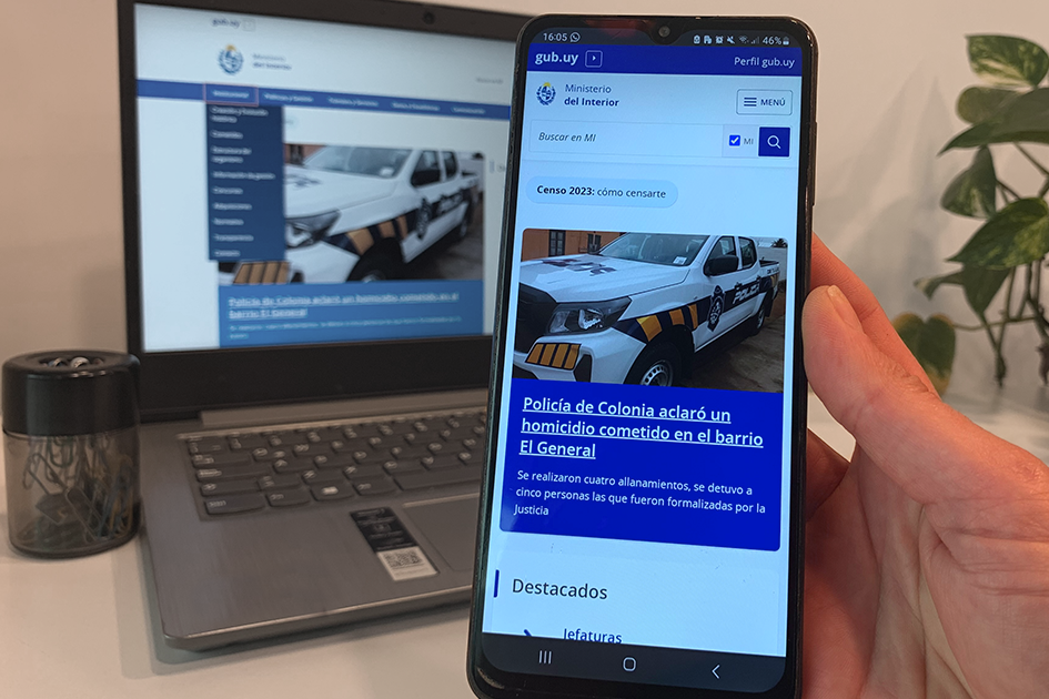 Persona navegando en el nuevo sitio web del Ministerio del Interior Persona navegando en el nuevo sitio web del Ministerio del Interior