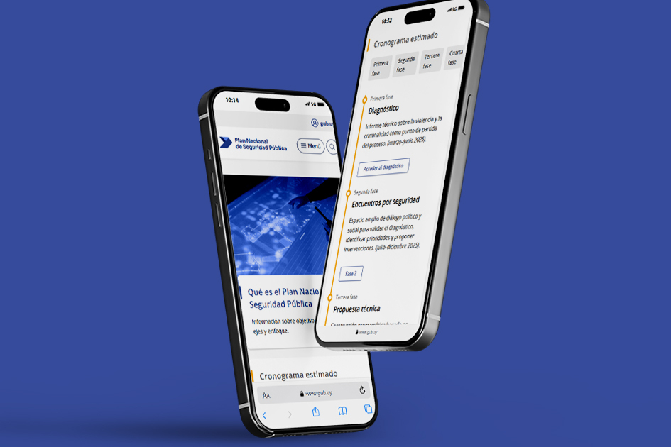 Plan Nacional de Seguridad Pública Pantalla de celular donde se muestra el sitio web Plan Nacional de Seguridad Pública