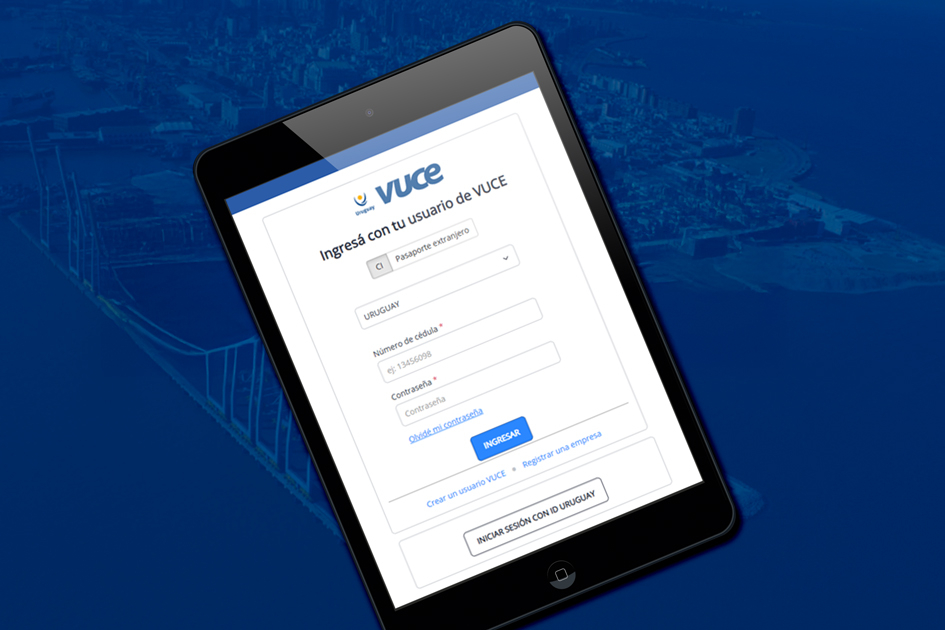 Mockup de inicio de sesión en VUCE