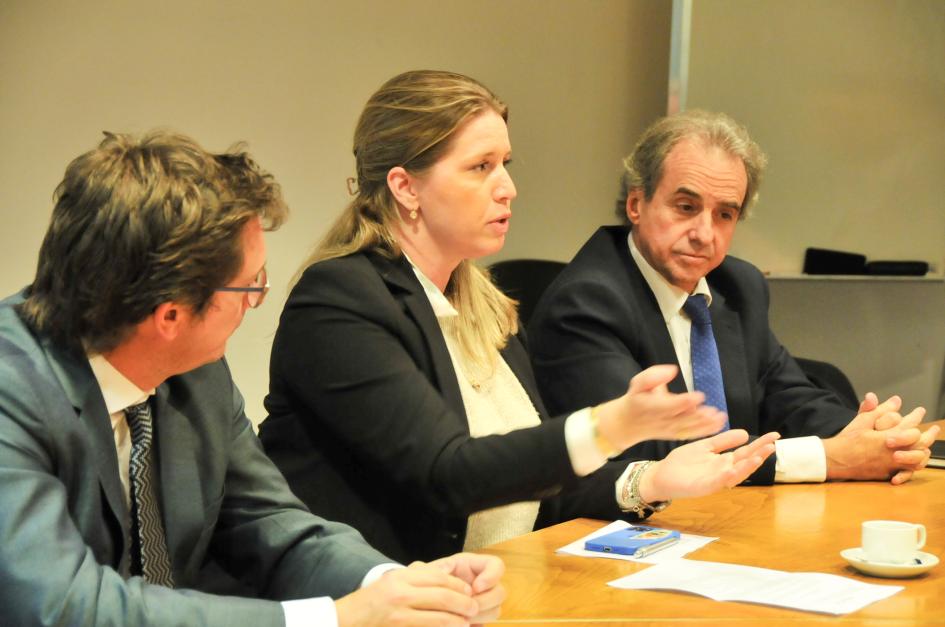 Sebastián Risso, Graciela Doebel y Remo Monzeglio durante la reunión de la comisión.