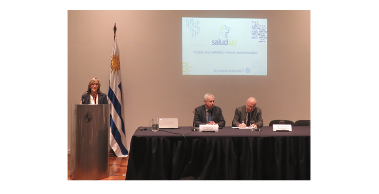 orge Basso, ministro de Salud Pública; y José Clastornik, director ejecutivo de Agesic en la apertura de la jornada