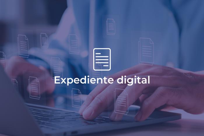 Expediente digital Expediente digital. Persona utilizando una computadora.