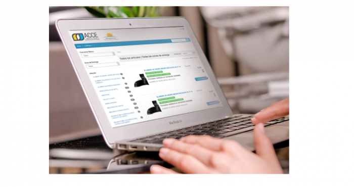 Sitio web de ACCE Imagen de una laptop en el sitio web de la Agencia de Compras y Contrataciones del Estado