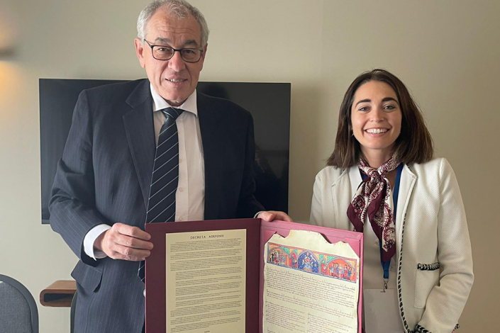 Daniel Mordecki, director ejecutivo de Agesic y Miriam Verde, secretaria general de INCIBE