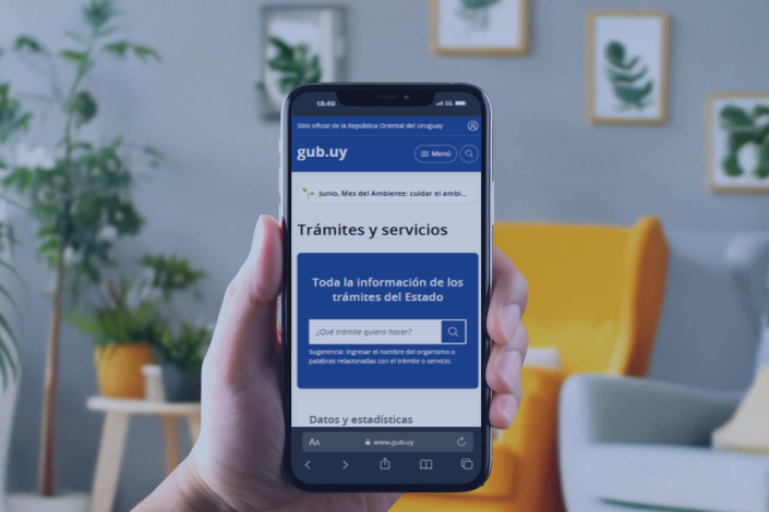 Catálogo de trámites y servicios del Estado en la pantalla de un celular