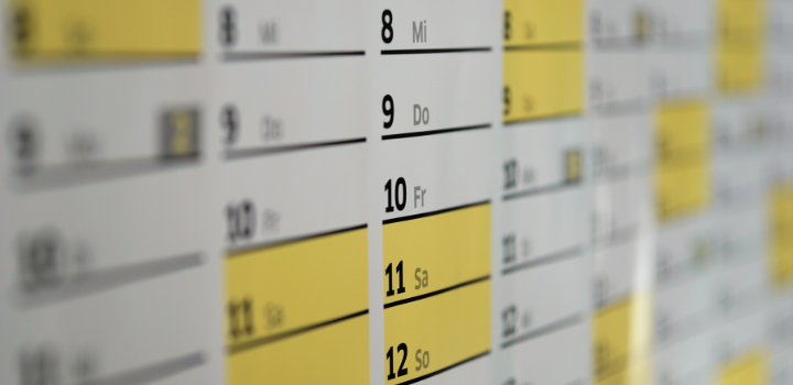 Calendario en hoja con semana a la vista