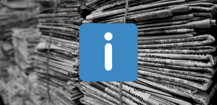 Comunicado Fondo de diarios en blanco y negro, ícono información
