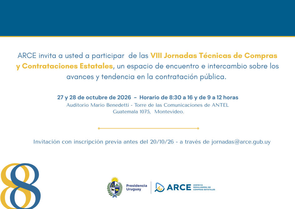 Invitación a la VIII Edición de las Jornadas Técnicas de Compras y Contrataciones Estatales Invitación a la VIII Edición de las Jornadas Técnicas de Compras y Contrataciones Estatales