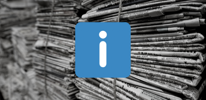 Comunicado Fondo de diarios en blanco y negro, ícono información