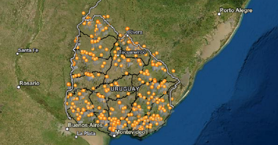 imagen con mapa de Uruguay satelital