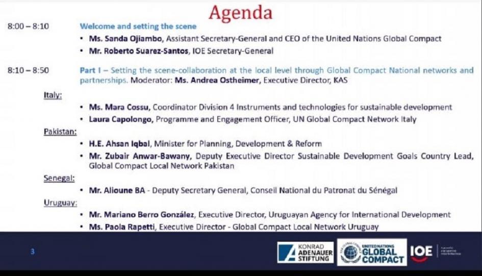 Listado de participantes de evento “Movilización del Sector Privado para los ODS y los ENV”