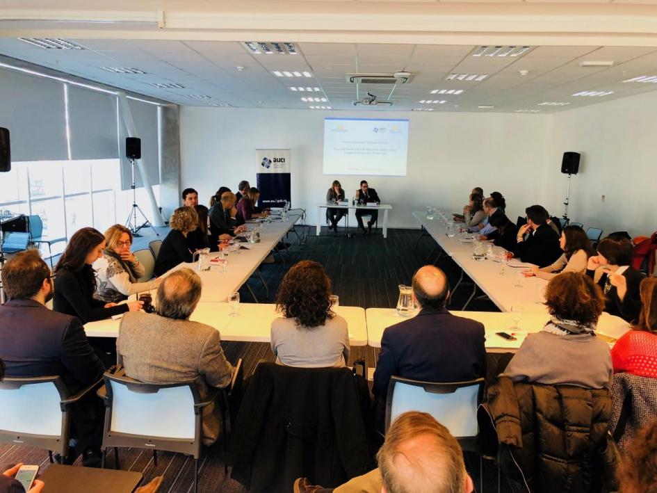 participantes de los diferentes organismos centados en una gran ronda debatiendo sobre cooperación