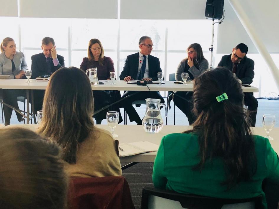 participantes de los diferentes organismos centados en una gran ronda debatiendo sobre cooperación