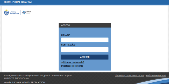 captura de pantalla del sistema