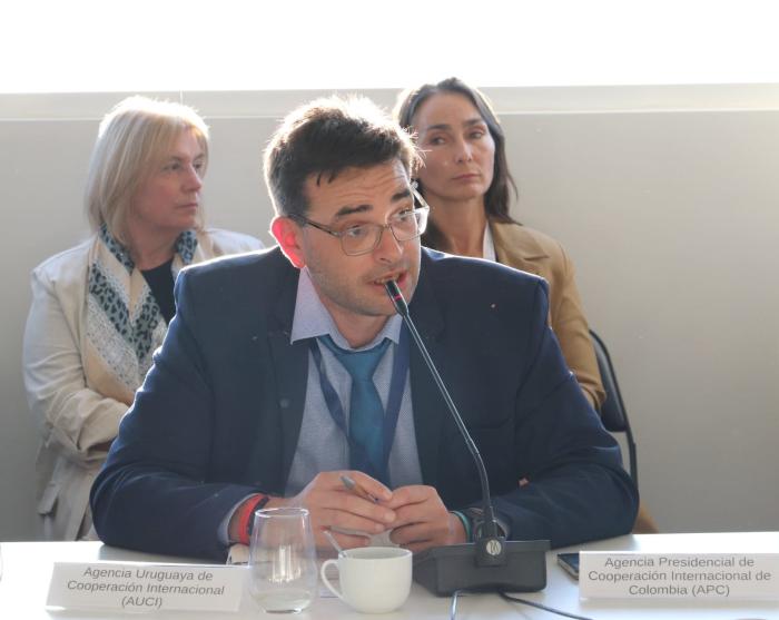 Director ejecutivo de AUCI, Martín Clavijo, participando en Consejo de Mercociudades.