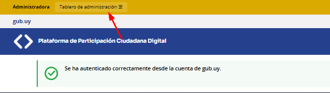 Pantalla dentro de la plataforma para acceder al formulario de contenidos