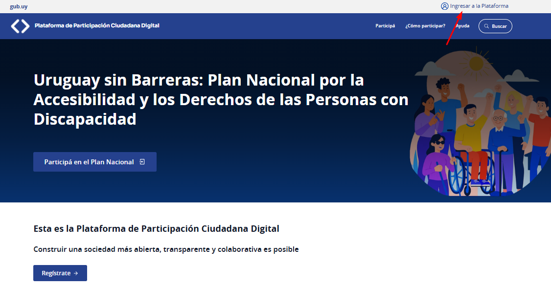 Pantalla de inicio de la Plataforma donde se muestra las dos maneras para iniciar sesión