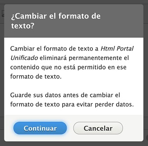 texto al usuario para advertencia de cambio a portal unificado