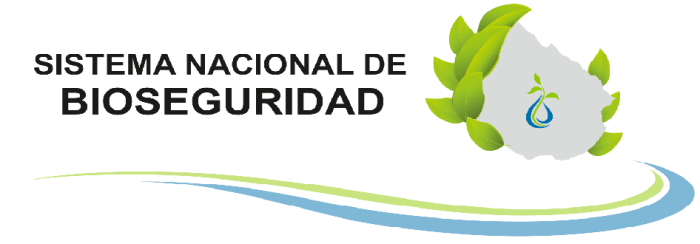 Logo del Sistema Nacional de Bioseguridad. La imagen de Uruguay con la inscripción a la izquierda