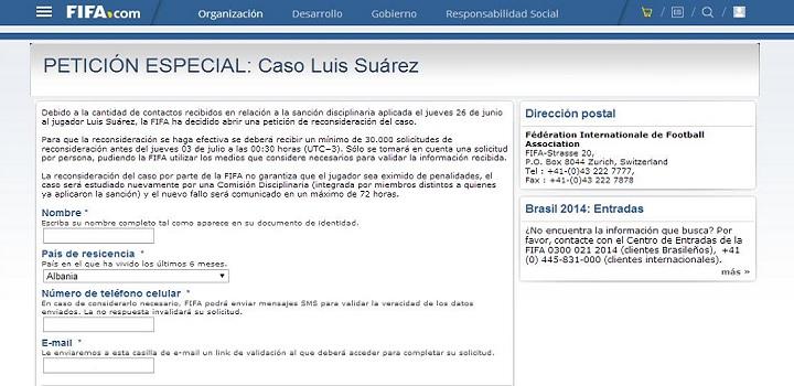 Captura de pantalla engaño FIFA caso Suárez.