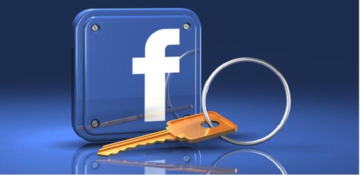 Logo de Facebook y llave de seguridad