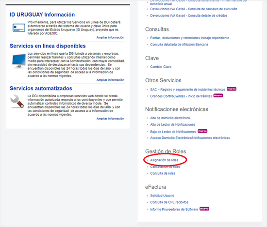 Asignación de roles