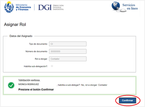 Validación rol