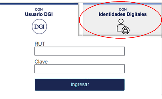 Pantalla de servicios en línea, indicando donde se entra con identidad digital