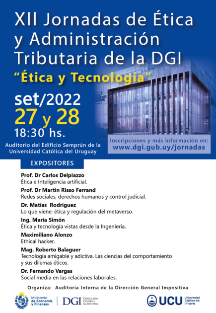 Jornadas de Ética banner de la doceava jornadas de ëtica y administración y listado de sus participantes