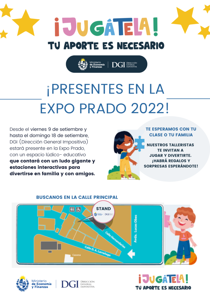 afiche de la DGI invitando a participar del stand de la expo prado 2022