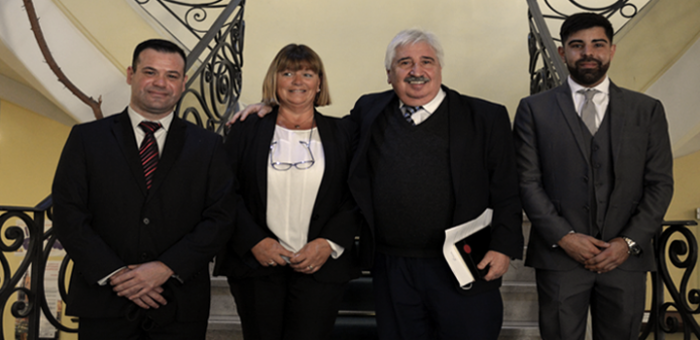 Fiscal Juan Gómez junto a los tres nuevos fiscales