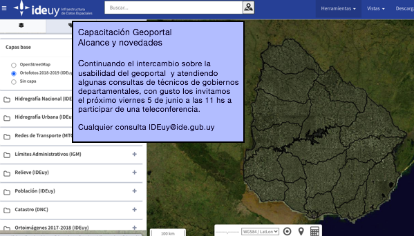 Imagen del geoportal con datos de la invitación