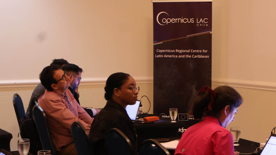 Asistentes al CopernicusLAC Chile Caribbean Regional Workshop durante una de las exposiciones