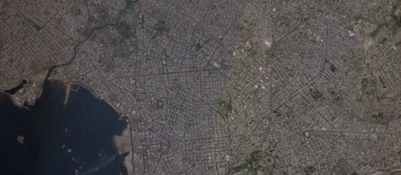 Vista del puerto y zona centro en toma satelital skysat